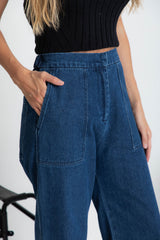 Rae Wide-Leg Denim Jeans - Dark Wash - The Self Styler