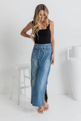 Skye Denim Maxi Skirt - Mid-Wash - The Self Styler