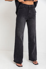 Dakota High-Rise Wide-Leg Denim Jeans - Black Wash - The Self Styler - The Self Styler