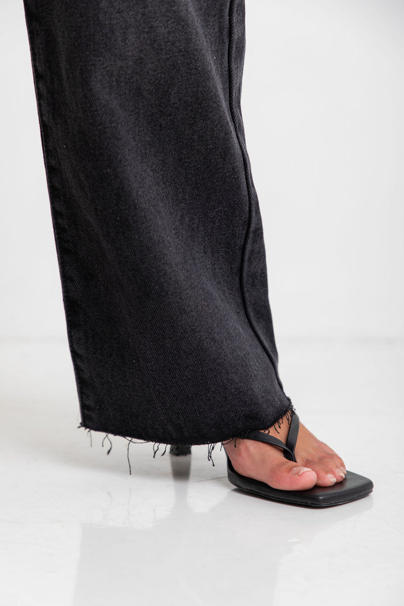 Dakota High-Rise Wide-Leg Denim Jeans - Black Wash - The Self Styler - The Self Styler