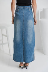 Skye Denim Maxi Skirt - Mid-Wash - The Self Styler