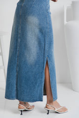 Skye Denim Maxi Skirt - Mid-Wash - The Self Styler