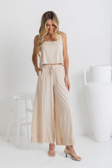 Eadie Wide-Leg Pant - Beige - The Self Styler