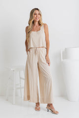 Eadie Wide-Leg Pant - Beige - The Self Styler