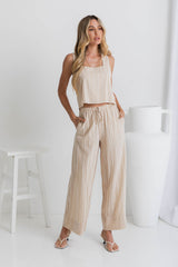 Eadie Wide-Leg Pant - Beige - The Self Styler