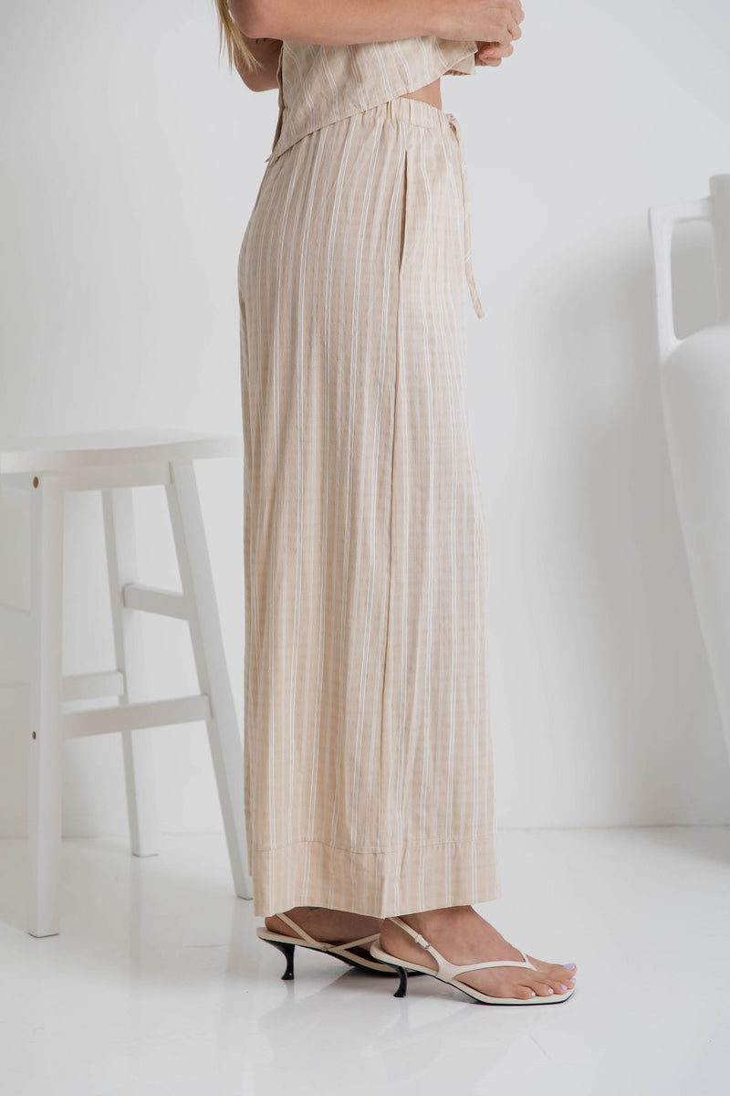 Eadie Wide-Leg Pant - Beige - The Self Styler