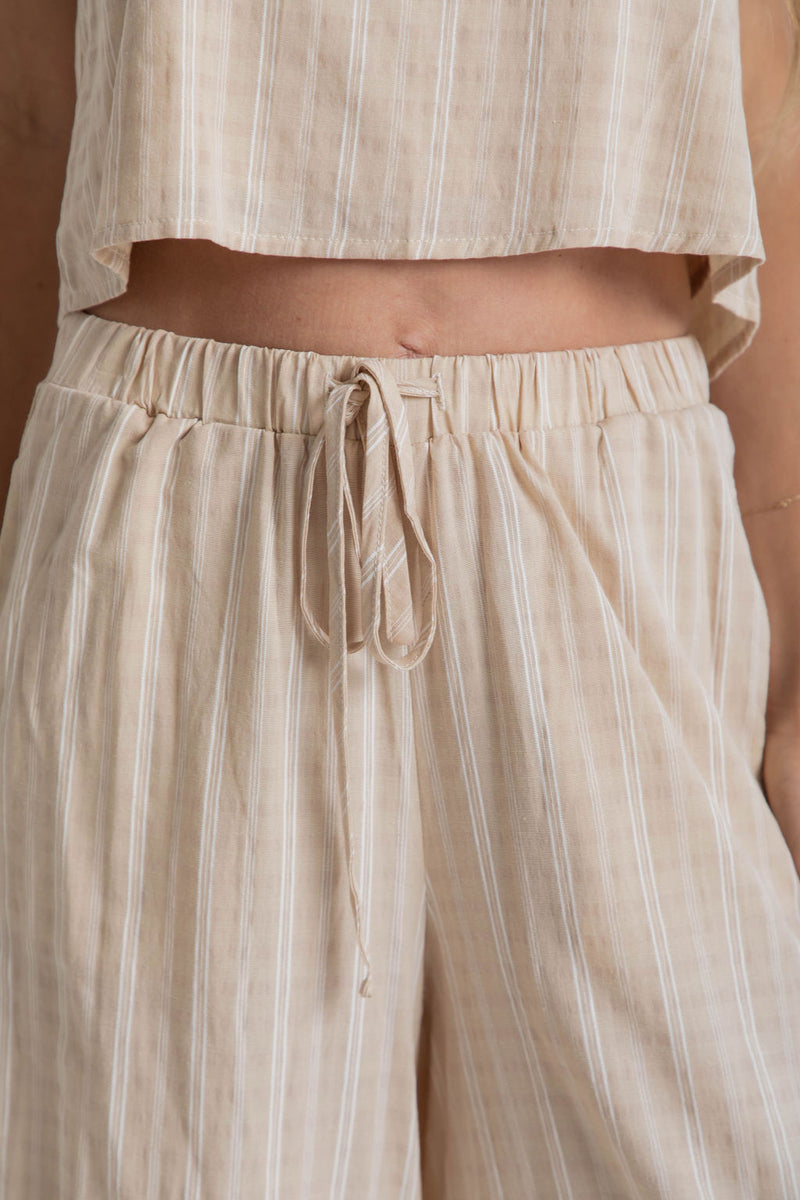 Eadie Wide-Leg Pant - Beige - The Self Styler