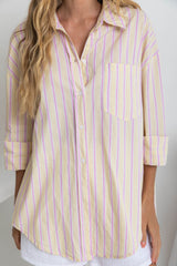 Bentley Relaxed-Fit Shirt - Yellow and Pink Stripe - The Self Styler