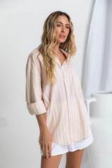 Bentley Relaxed-Fit Shirt - Yellow and Pink Stripe - The Self Styler