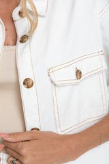 Selene Denim Shirt - White - The Self Styler