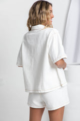 Selene Denim Shirt - White - The Self Styler