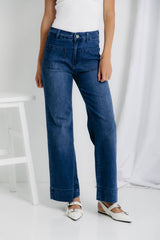 Dallas Wide-Leg Denim Jeans - Dark Wash - The Self Styler