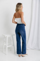 Dallas Wide-Leg Denim Jeans - Dark Wash - The Self Styler