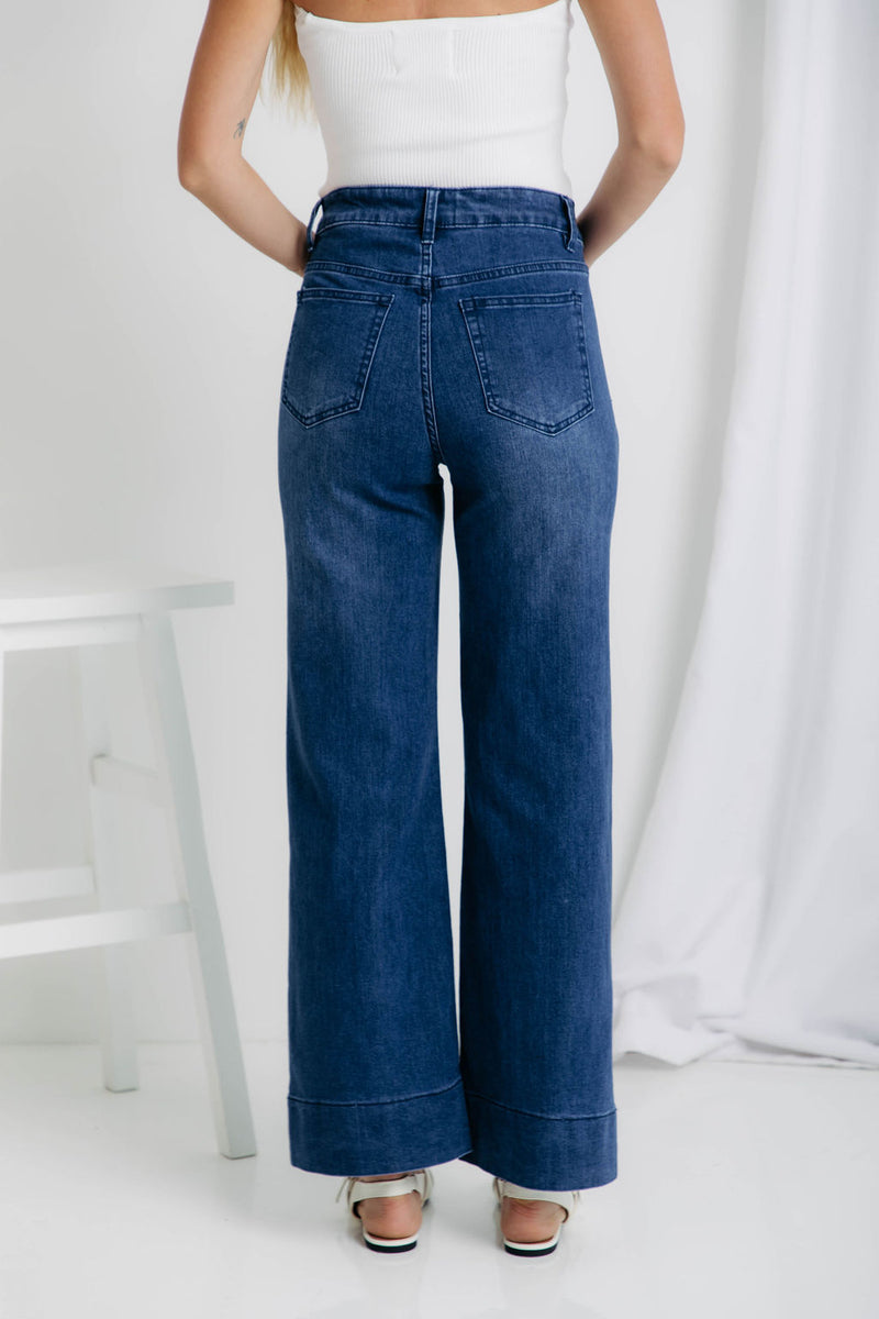 Dallas Wide-Leg Denim Jeans - Dark Wash - The Self Styler