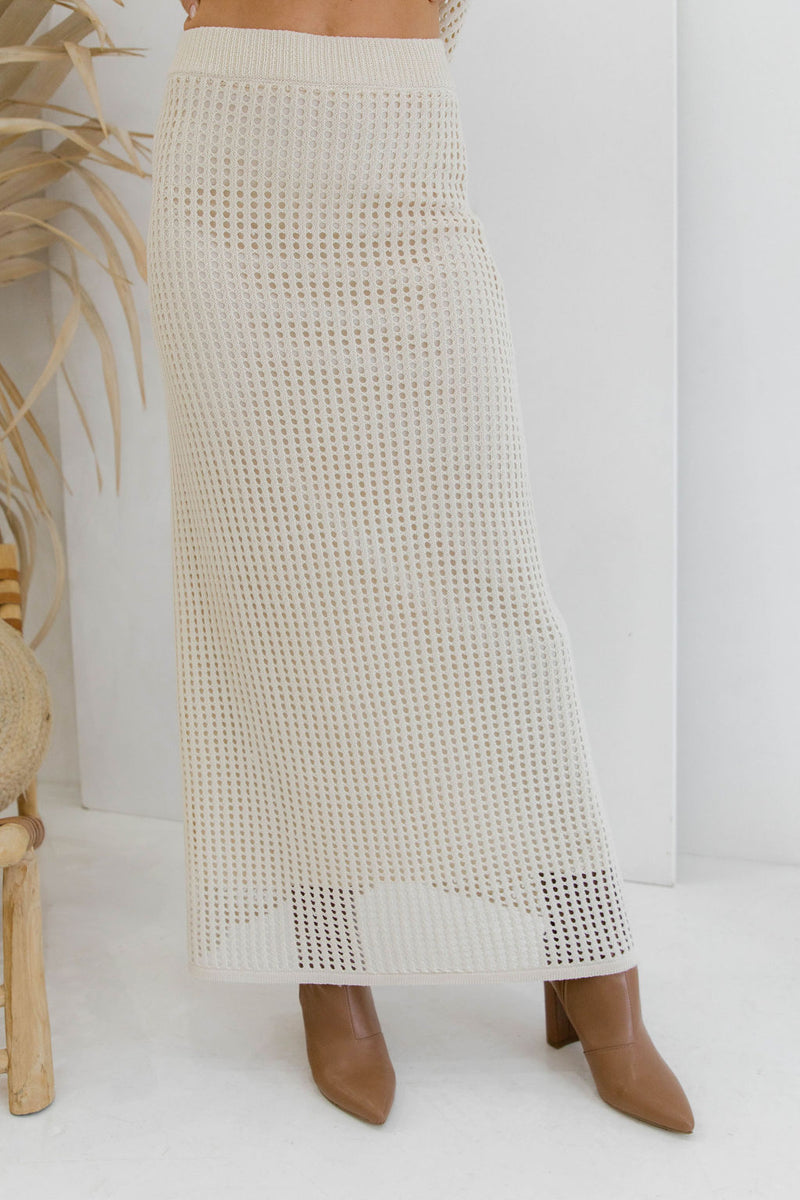 Florence Crochet Maxi Skirt - Natural - The Self Styler