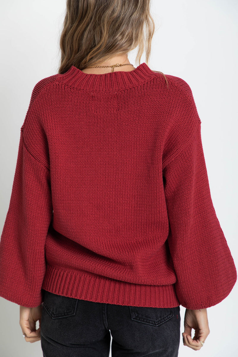 Gracie Knit Top - Washed Red - The Self Styler