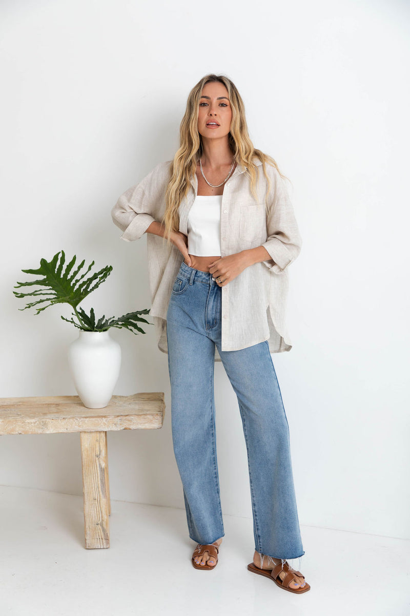 Kaia Linen Shirt - Natural - The Self Styler