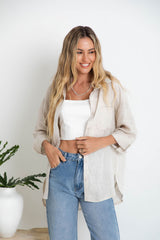 Kaia Linen Shirt - Natural - The Self Styler