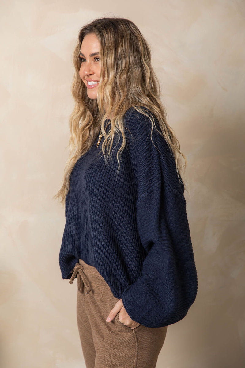 Frankie Knit Top - Steel Blue - The Self Styler