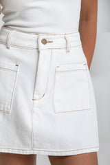 Nova Denim Mini Skirt - Ivory White - The Self Styler