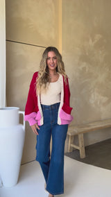 Winnie Knit Cardigan - Pink and Red